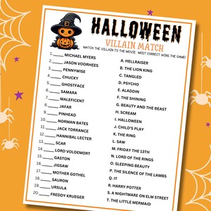 Halloween Villain Match Game: Printable Party Activity (Digital Download) image 3