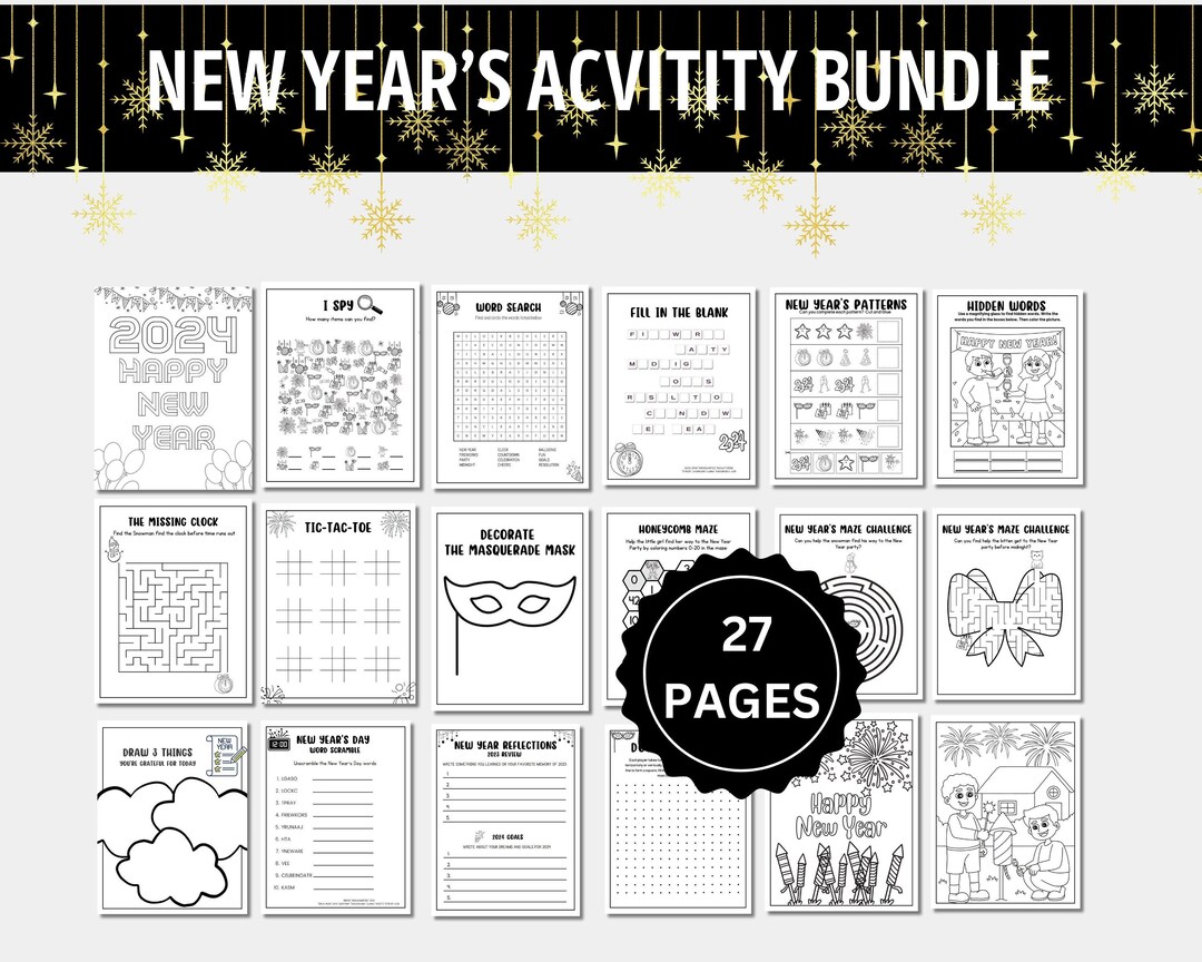 Kid New Years Activity 2024 Printable New Year's Game New Years ...