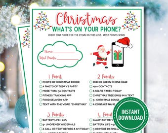 Christmas What's On Your Phone Game: Printable Party Game (Digital Download)