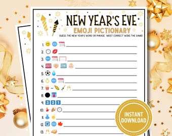 New Year&#39;s Emoji Pictionary Game | Printable New Year&#39;s Eve Game | New Years Adults, Teens & Kids Game | New Years Picture Digital Game