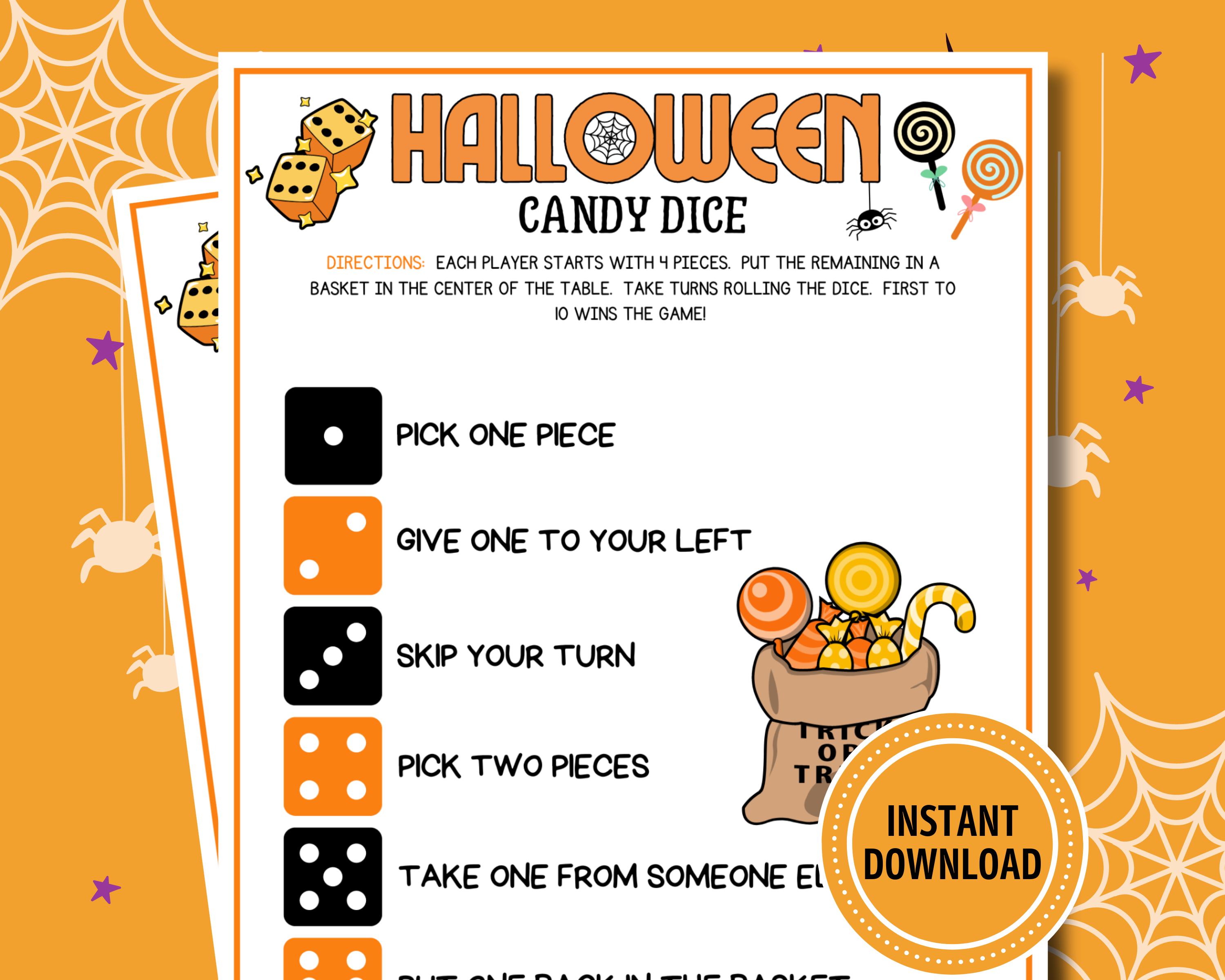 Halloween Dice Game | Printable Halloween Game | Halloween Game for ...