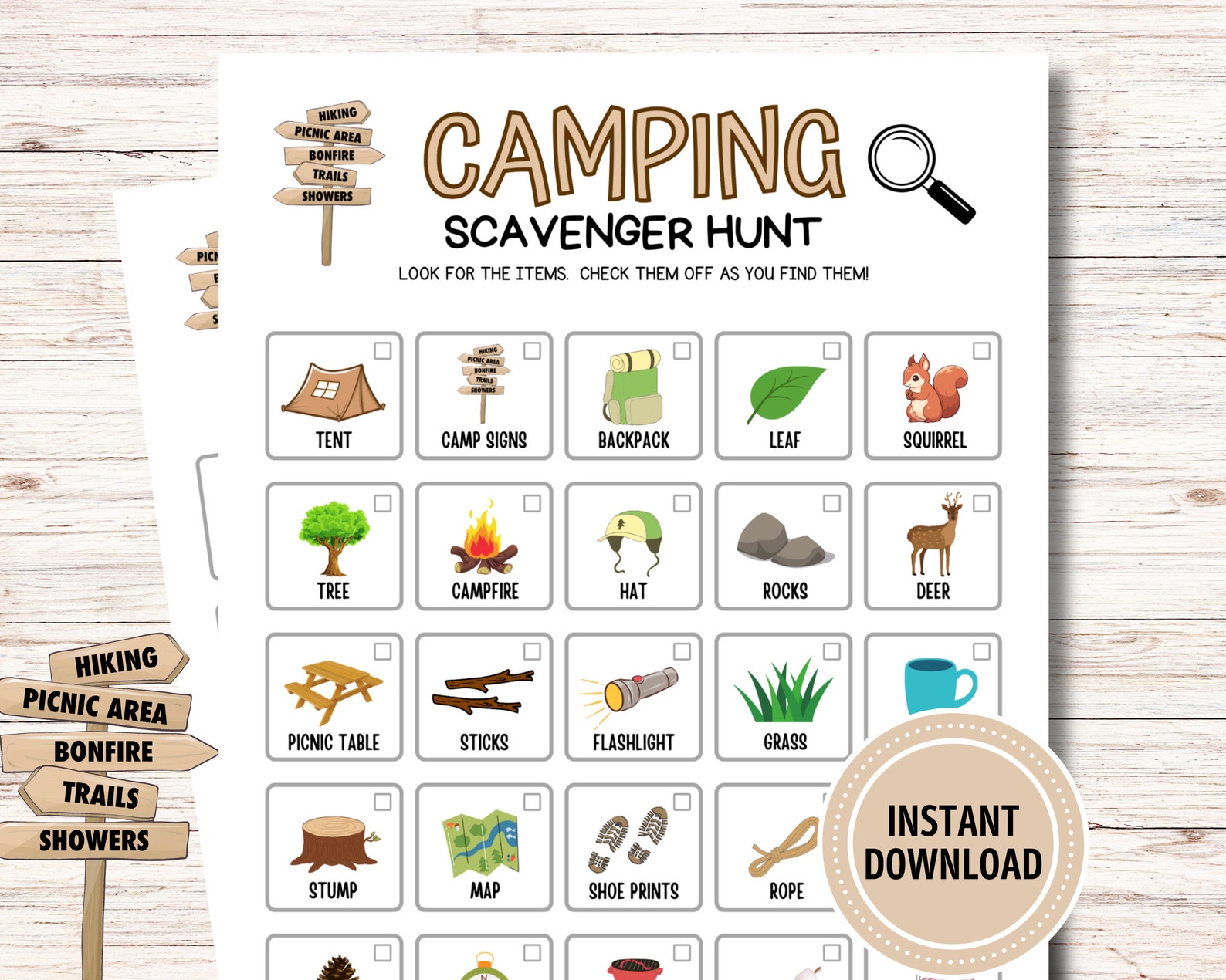 Camping Scavenger Hunt Game | Printable Camping Game Digital Download ...