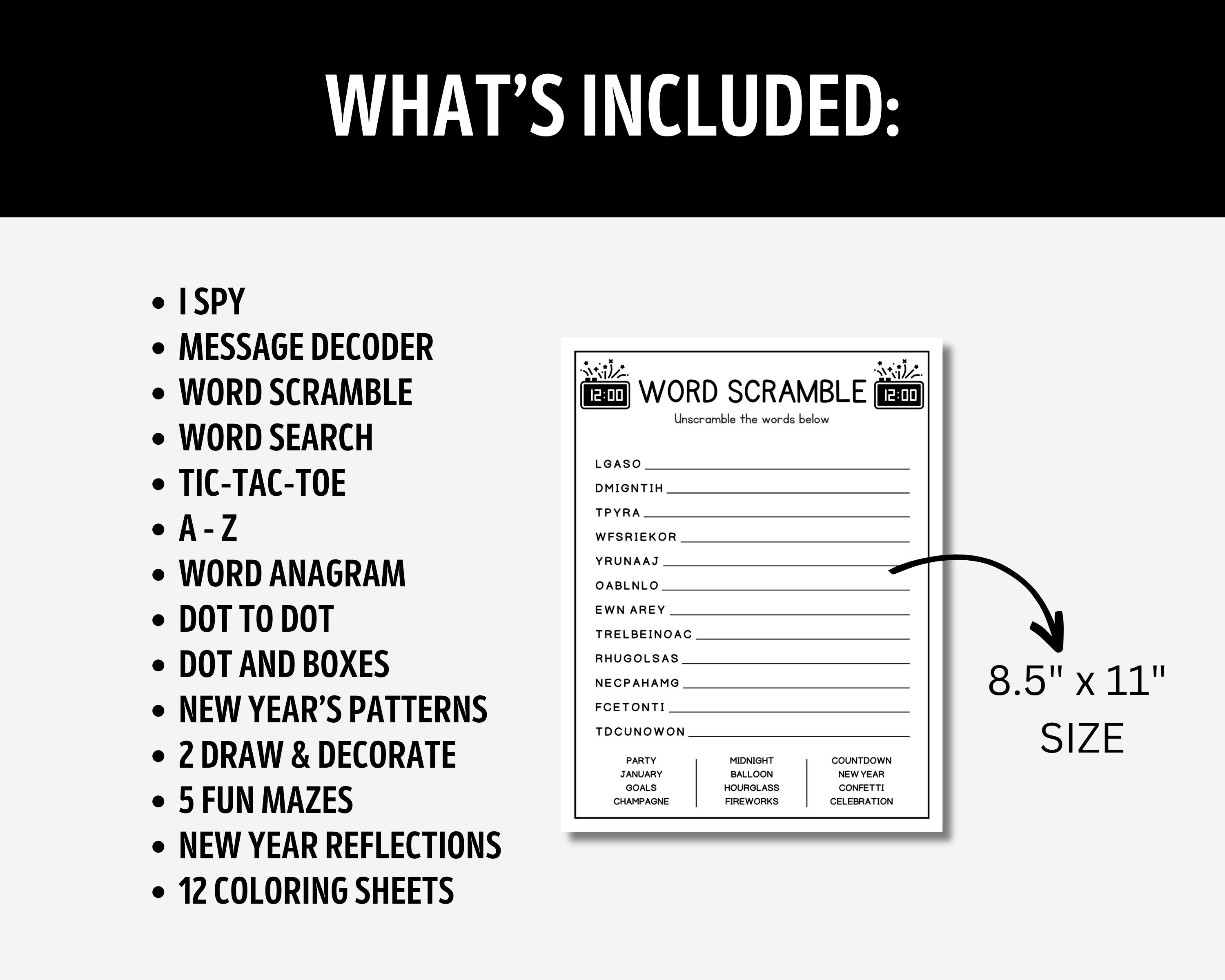 Kid New Years Activity 2025 Printable New Year's Game New Year's