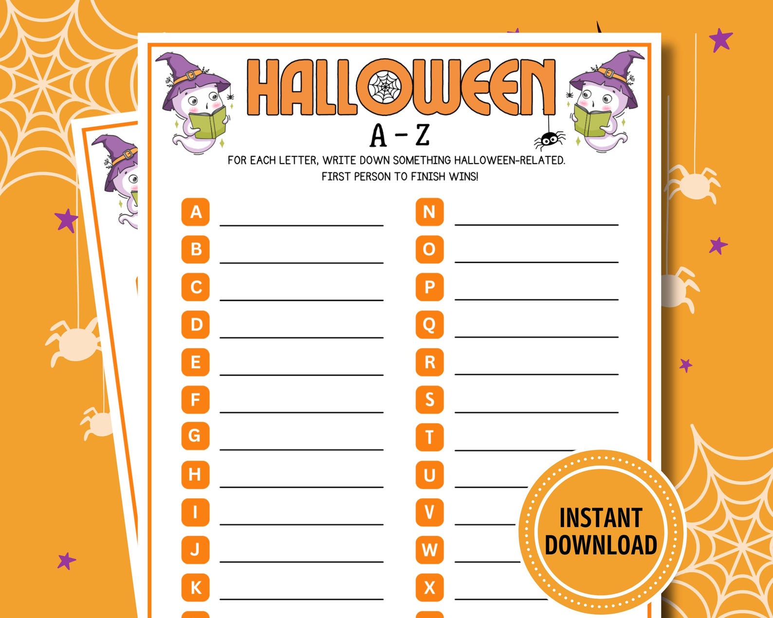 Halloween A to Z Game: Printable Party Activity (digital Download) - Etsy