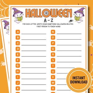 Halloween A to Z Game: Printable Party Activity (Digital Download)