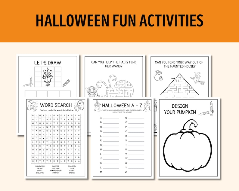 Kids Halloween Activity Bundle: Games, Puzzles, Coloring (digital ...