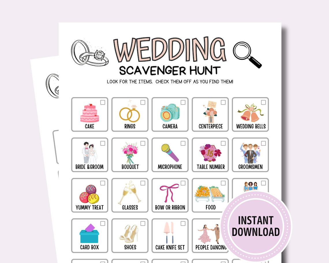 Kids Wedding Scavenger Hunt Game | Printable Wedding Game Digital ...