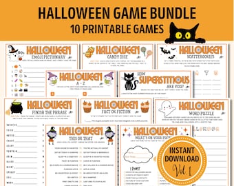 Halloween Game Bundle: 10 Printable Games for Family, Teens, Adults