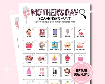 Mother's Day Scavenger Hunt Game: Printable Kids Activity (Digital Download)