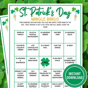 Bingospel St. Patrick's Day | Afdrukbaar St. Patrick's-spel | St. Patrick's Day-spel voor volwassenen, tieners en kinderen | Bingo bingo