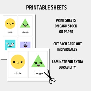 Geometric Shapes Flashcards Printable | Modern Basic Shape Flash Cards ...