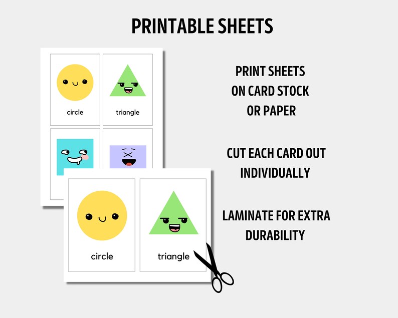 Geometric Shapes Flashcards Printable | Modern Basic Shape Flash Cards ...