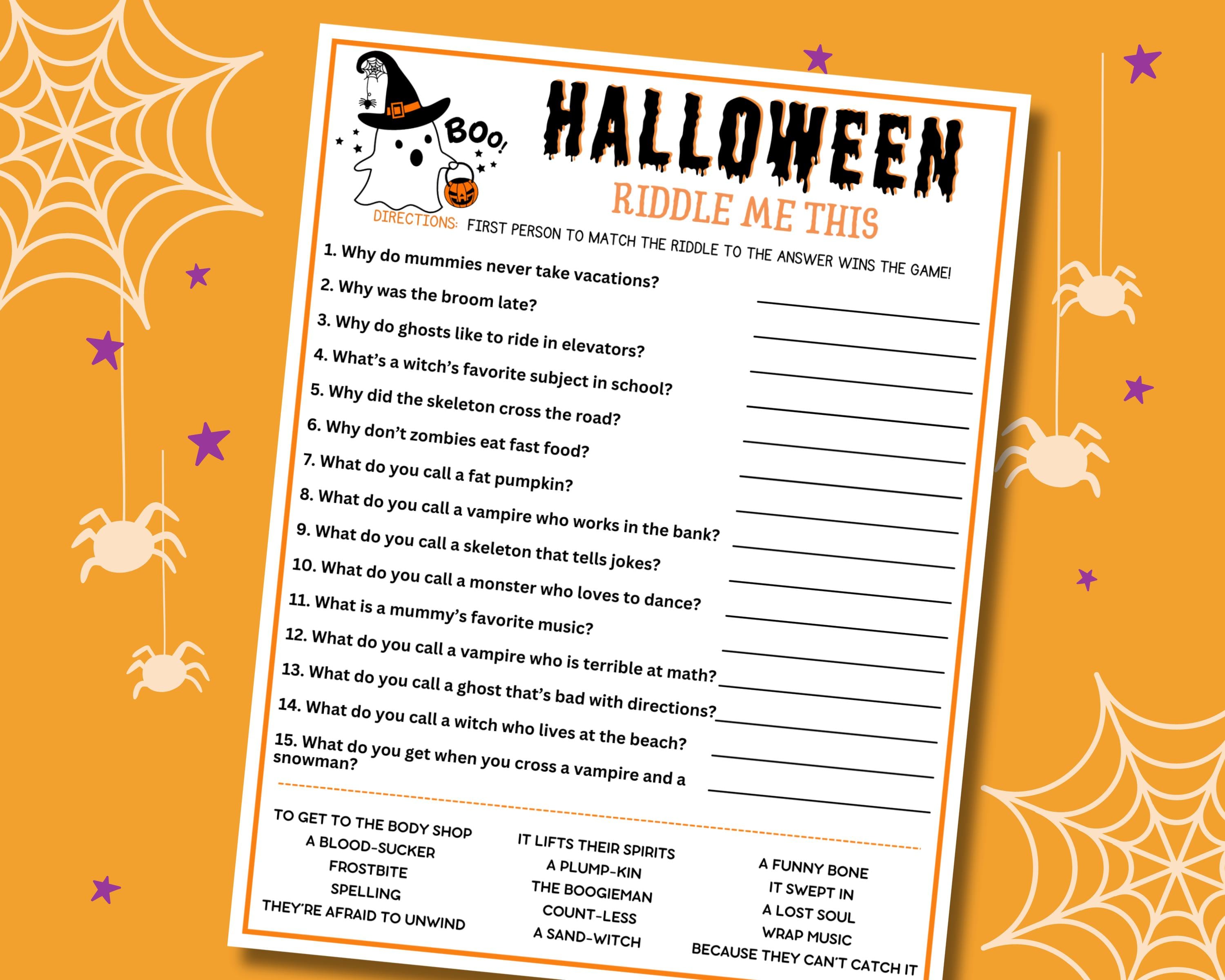Halloween Pattern Riddle Halloween Riddle Game: Printable Party Activity (digital Download) - Etsy