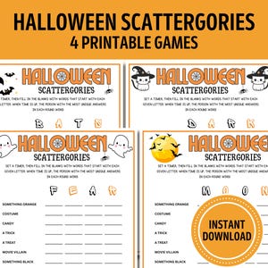 Gra Scattergories na Halloween | Wersja do druku | Przyjazna rodzinie aktywność na Halloween | Zabawna gra dla dzieci, nastolatków i dorosłych