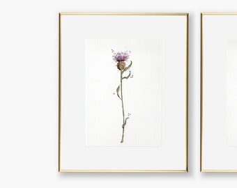 Purple Flowers - Set three Originals Watercolor Painting