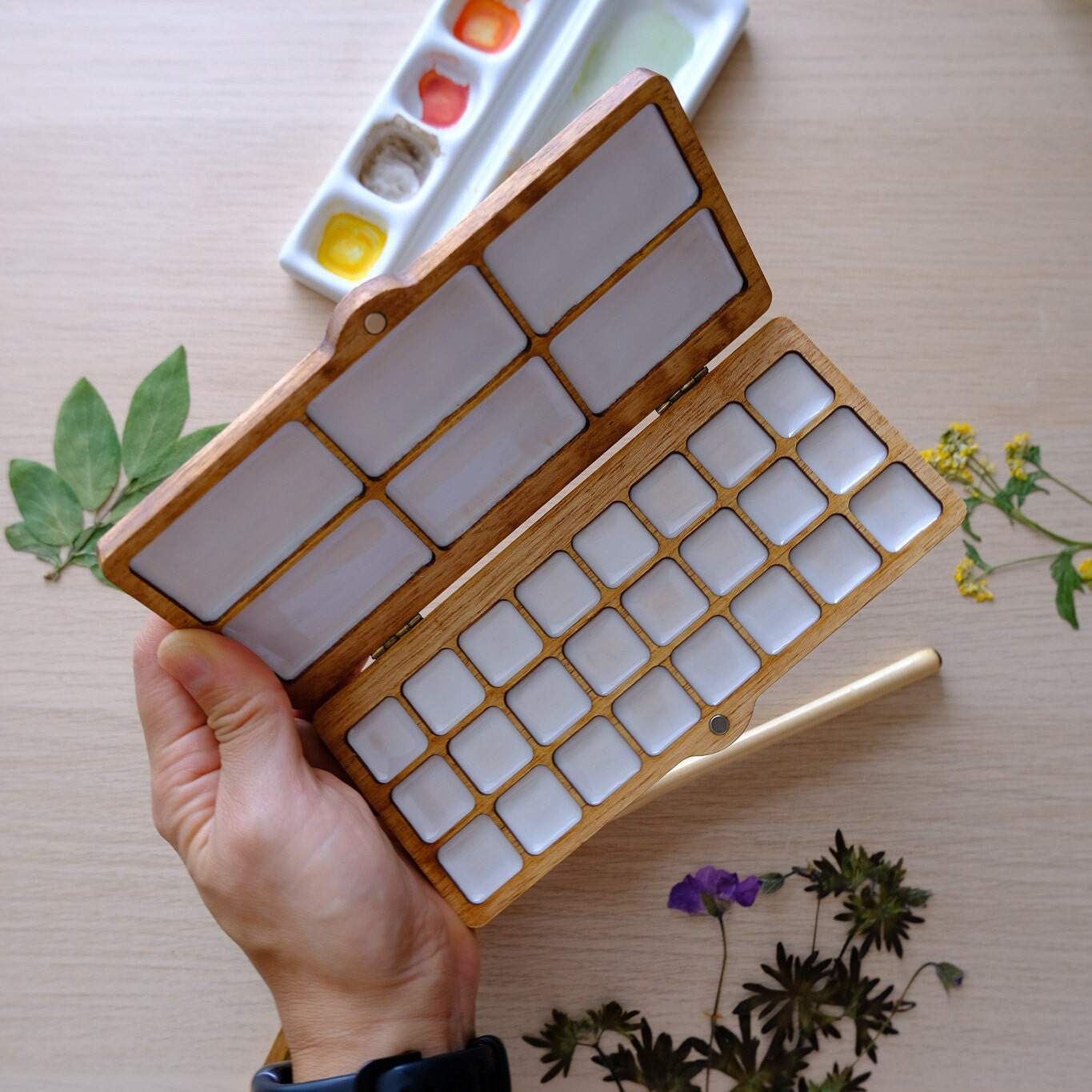 Palette Paint pallete Watercolor Pallet Paint Pallets Drawing  Stand for Kids Watercolor Tray Art Paint Pallet Paint for Wood Painting  Accessories Wooden Coating Child Basswood