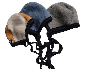 Organic merino fleece bonnet/ newborn hat