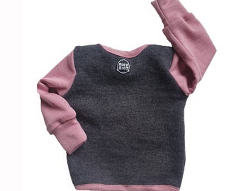 Baby slip shirt, shirt, sweater, made of organic merino jersey and organic wool/silk