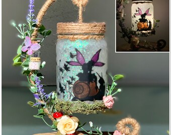 Whimsical Woodland Fairy in a Jar: Woodland Fairy Lantern; Fairy luminary; Fairy gift