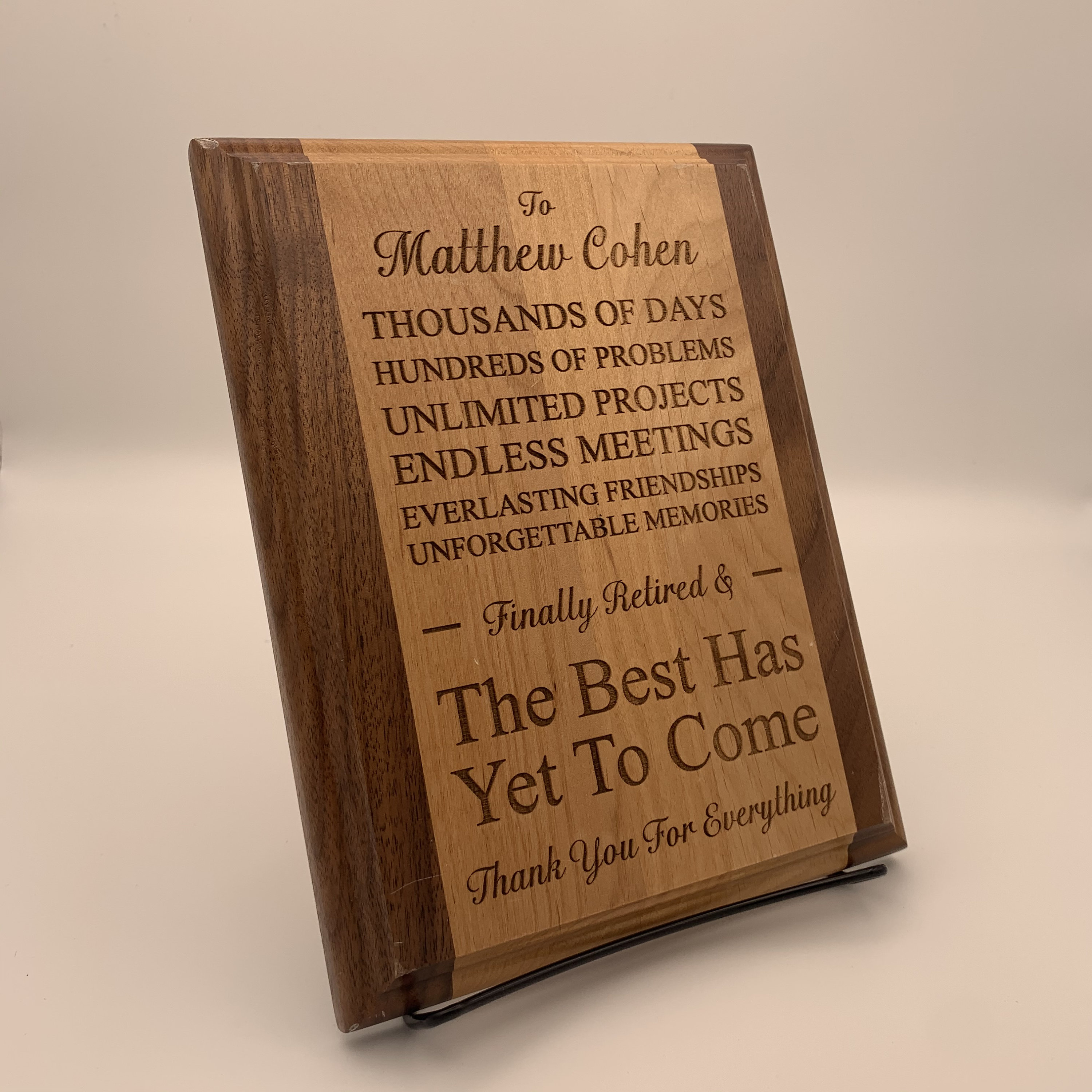 Retirement Custom Engraved 8 X 10 Two Tone Wooden Etsy UK
