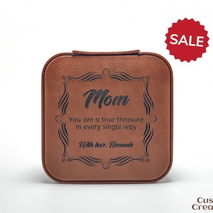 Travel Jewelry Box | Personalized Custom Laserable Vegan Leather 4&quot; x 4&quot; Zippered Jewelry Case | Rawhide Jewelry Stuffer for Bridesmaid