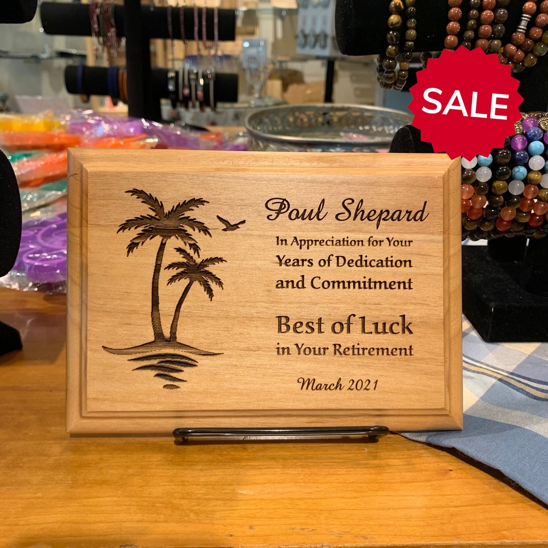 Personalized Plaque for Retirement Laser Engraved Genuine Red Alder