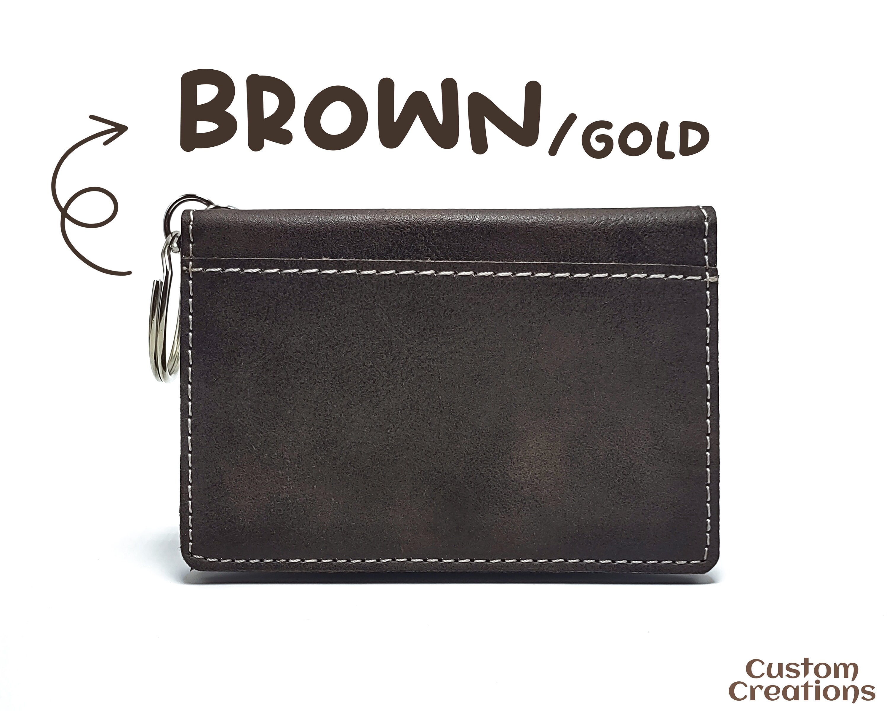 Personalized Leather Card Case Key Chain Wallet | Laserable Vegan ...