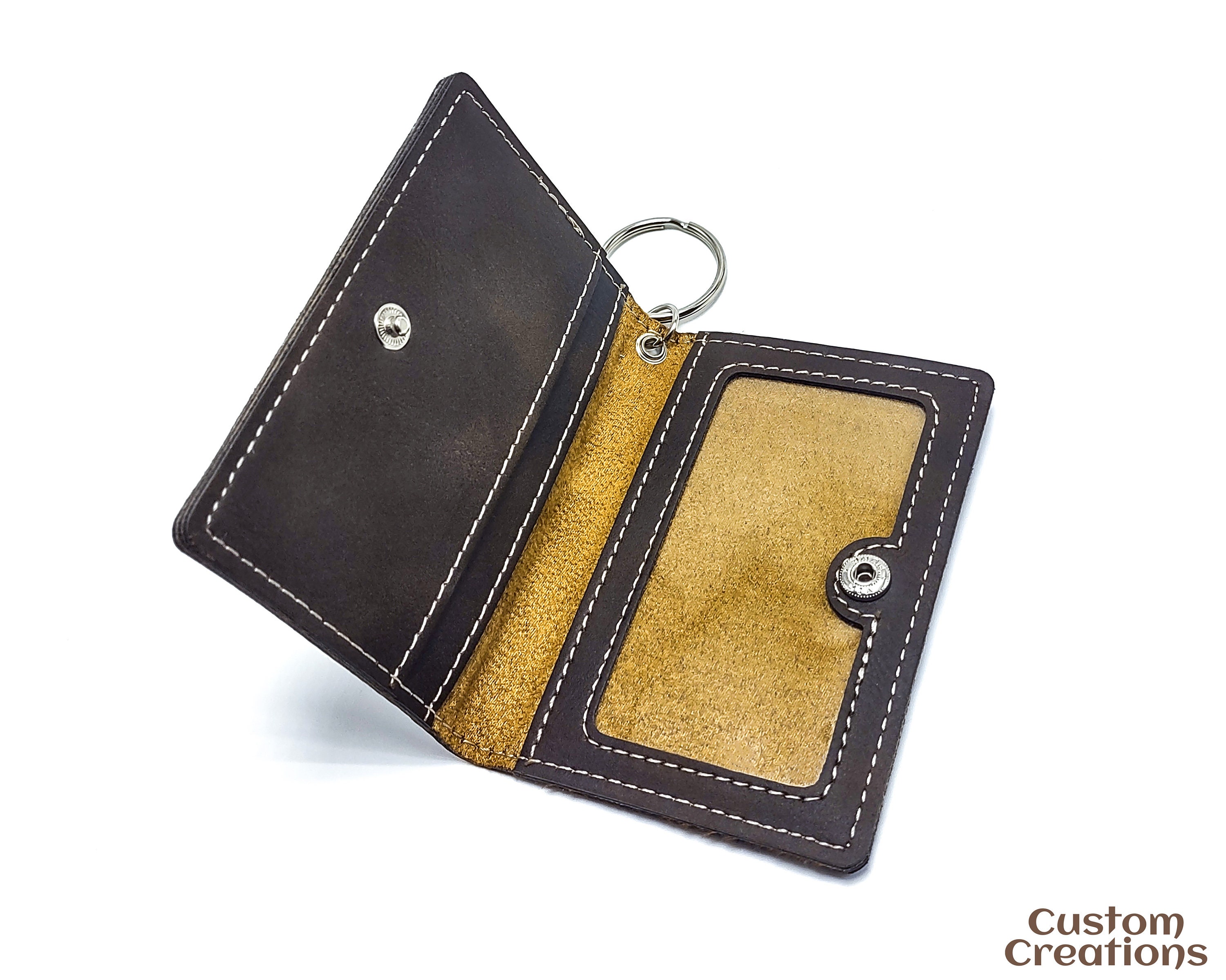 Personalized Leather Card Case Key Chain Wallet | Laserable Vegan ...