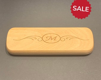 Personalized Single Pen Case with Laser Engraving | Customizable Wooden Pen Box Office Gift | Maple Wood Pen Box to Executive, Office Gifts