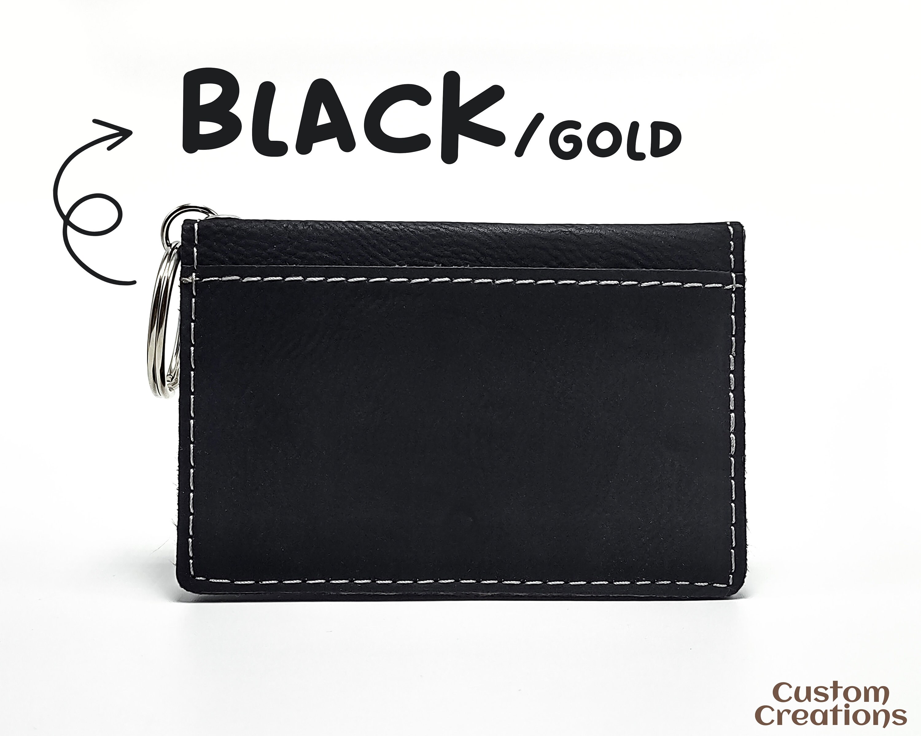 Personalized Leather Card Case Key Chain Wallet | Laserable Vegan ...