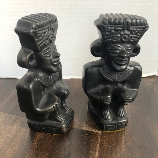 Vtg Mesoamerican Handmade Figural Bookends