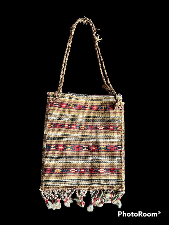 Vintage Southwest artisan woven wool tapestry shou