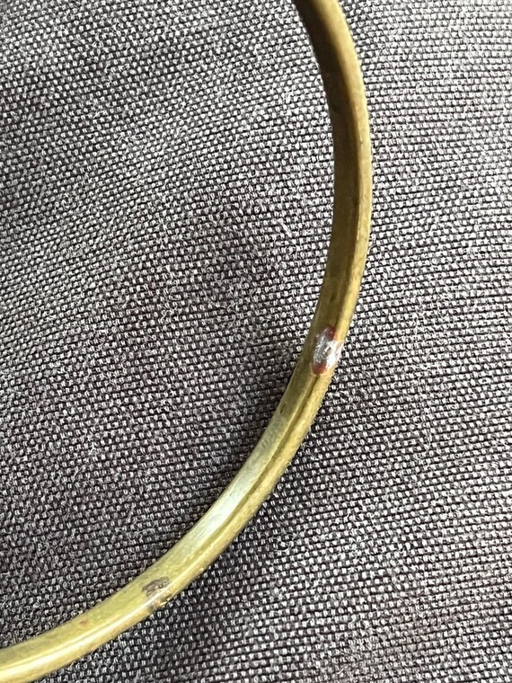Vintage Thin Stackable Brass Bangle Bracelet MOP … - image 5