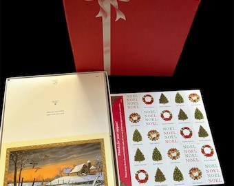 Veel 18 kerstkaarten oude boerderij wilde eend, eenden, enveloppen en zeehonden