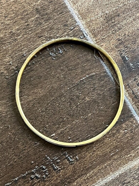 Vintage Thin Stackable Brass Bangle Bracelet MOP … - image 4