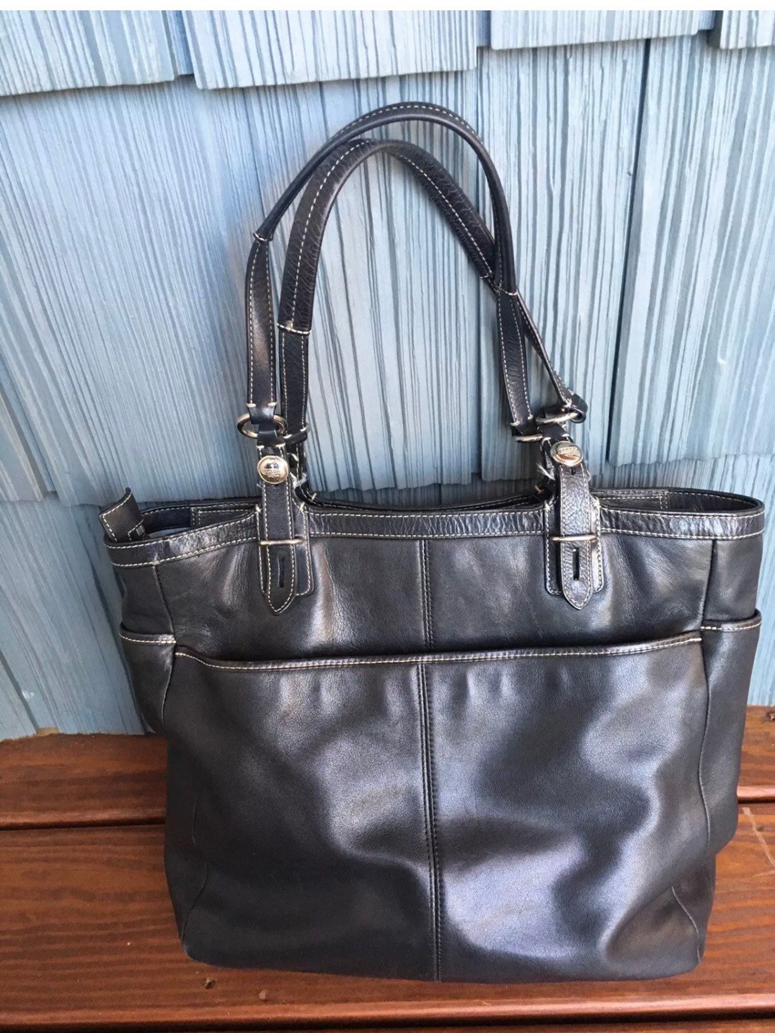 Vintage Black Leather COACH Shoulder Bag Etsy