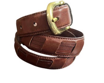 ? Talbots Italian Calfskin Brown Leather Belt ? Talbots Brown Croc Embossed Italian Calfskin Belt Sz XL 1.25  main image 4