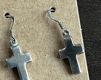 Pair Of Sterling Silver Cross Earrings