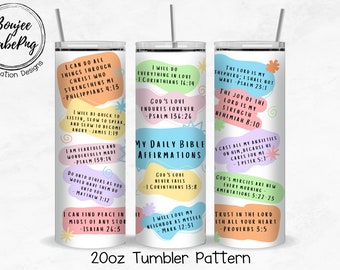 Bible Verse Tumbler Wrap PNG | Christian Affirmations, 20oz Skinny Tumbler (Digital File)