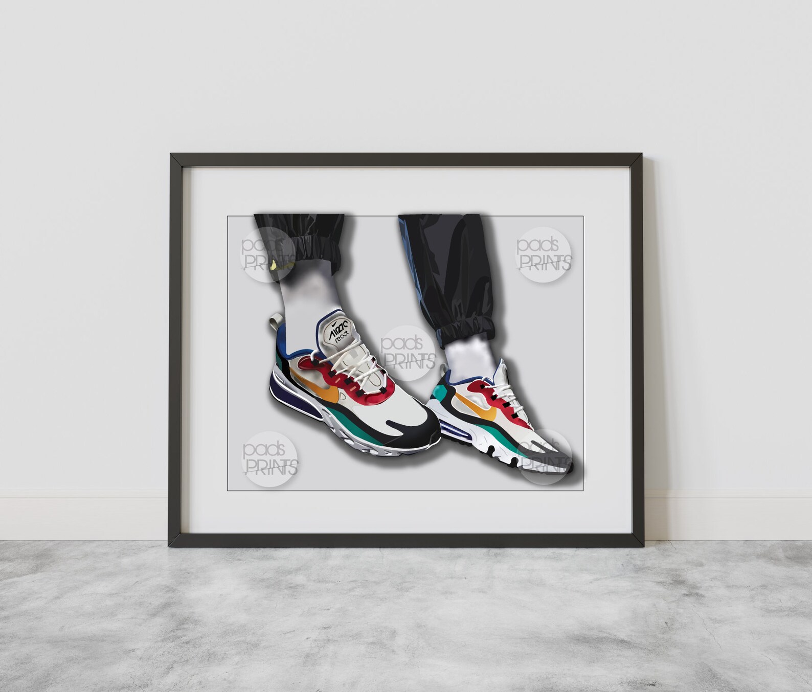 Air Max 270 React Sneakers Sneaker art Wall Art | Etsy