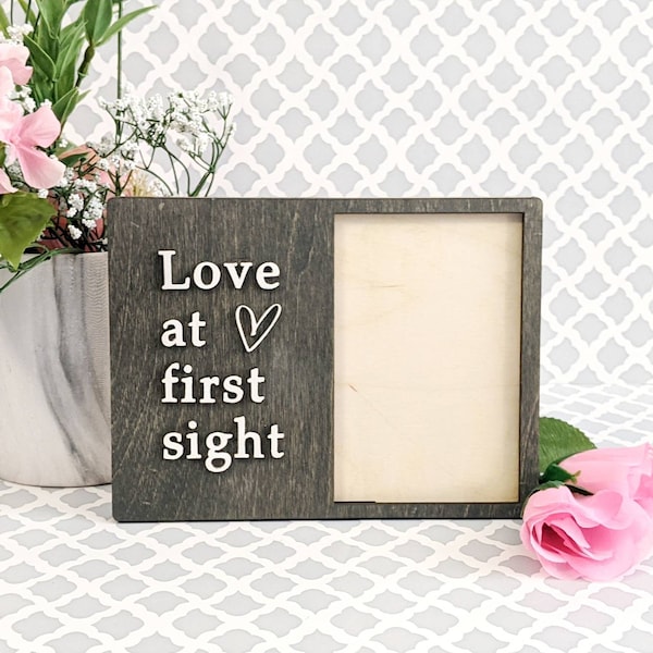 Custom Photo Frame for couple's anniversary or first ultrasound picture of new baby. Wood picture frame for newly weds. Baby shower gift