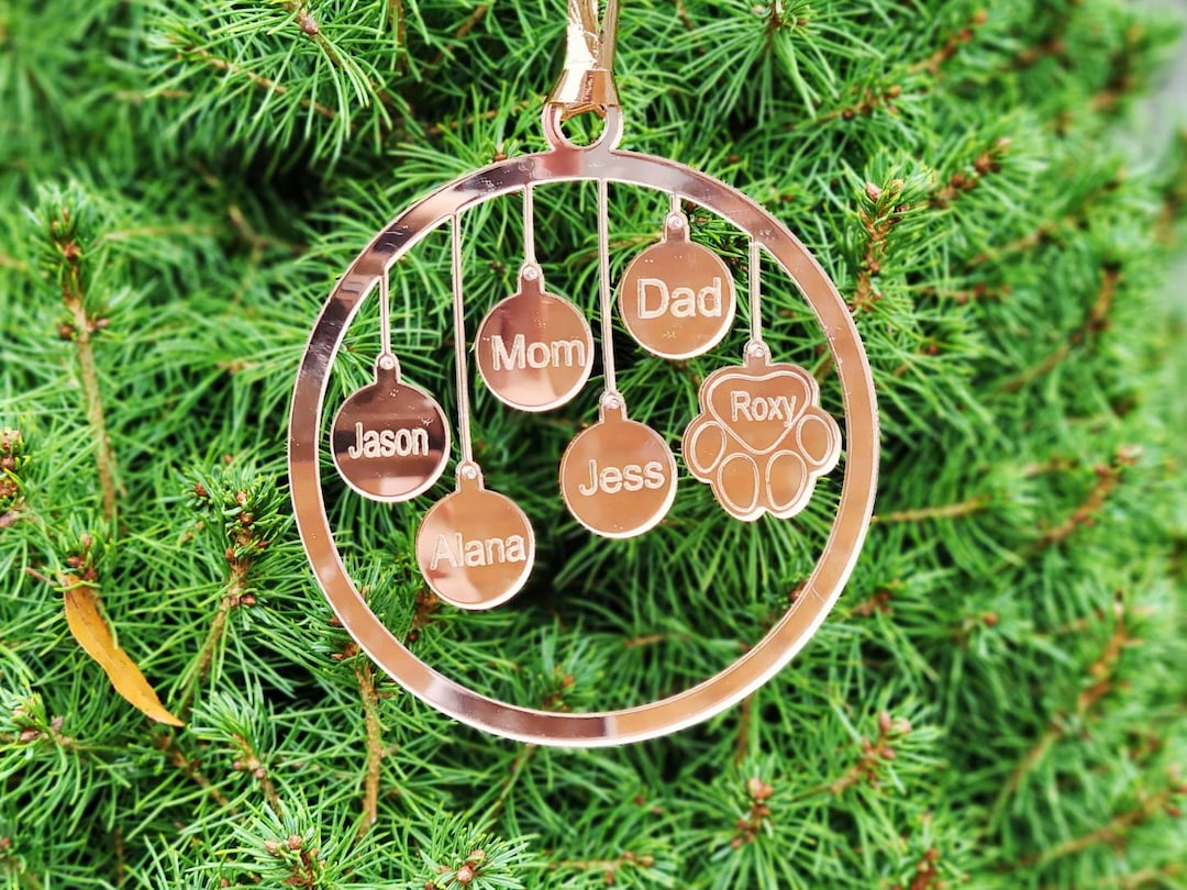 Rose Gold Family Christmas Ornament Made With Acrylic, Personalized