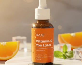 AMUSE Vitamin-C You Later Facial Serum, Brightening & Hydrating Face Serum, 1 oz