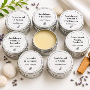 Solid Perfume | Natural Unisex Fragrance Balm | Handmade Travel Perfume | Assorted Sandalwood, Lavender & Amber Scents