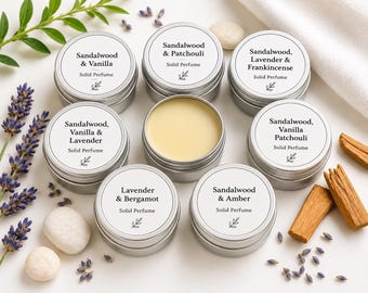 Solid Perfume | Natural Unisex Fragrance Balm | Handmade Travel Perfume | Assorted Sandalwood, Lavender & Amber Scents
