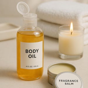Luxury Women's Body Oil & Fragrance Balm Duo Set – Hydrating, Long-Lasting Scent, Women's After-Shower Body Oil, Versatile Body Oil