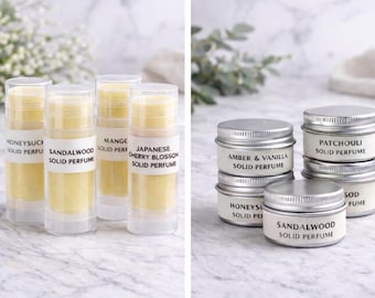 Natural Solid Perfume Set | Lotion Stick or Perfume in a Tin & 10 ml Roller Bottle