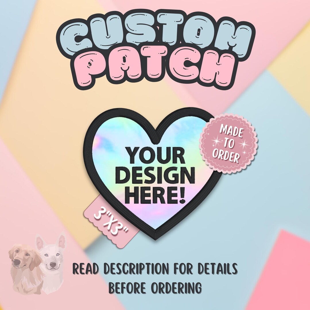 3x3 Custom Heart Hook and Loop or Sew-on Patch - Etsy