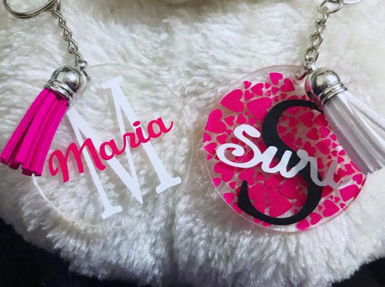Personalized Round Acrylic Keychain with Tassel Custom | Etsy