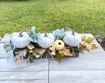 White Pumpkin Centerpiece Etsy